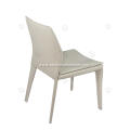 White saddle leather armless dining chairs